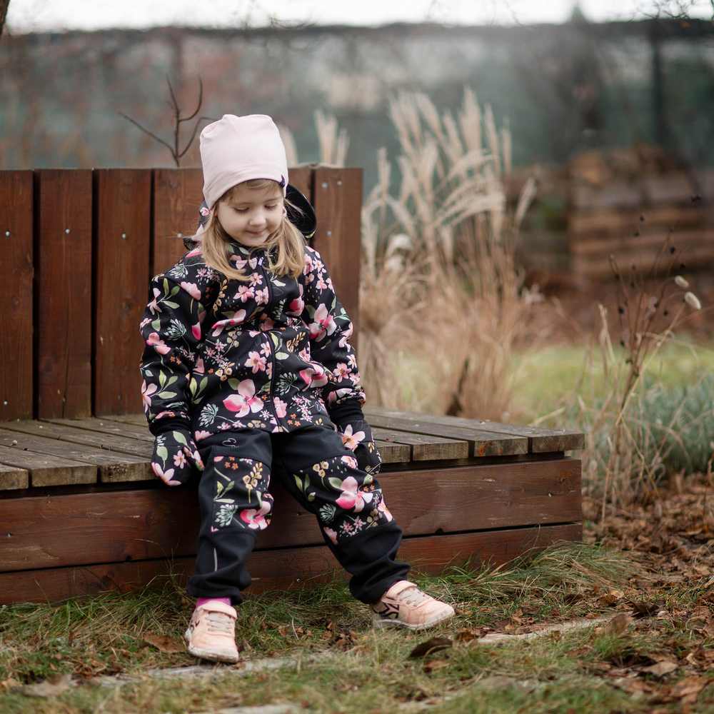 Dívčí jarní/podzimní softshellová bunda Esito s fleecem duo spring květy