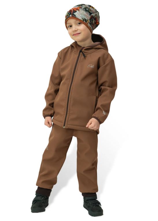 Dětské rostoucí softshellové kalhoty Sport Esito s fleecem hnědé