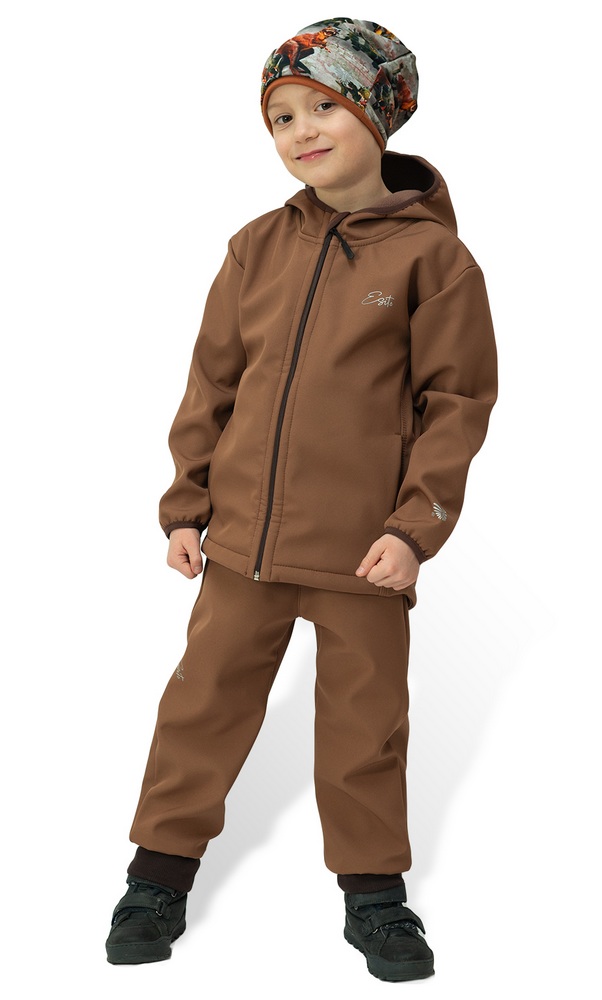 Dětská jarní/podzimní softshellová bunda Esito s fleecem duo hnědá 