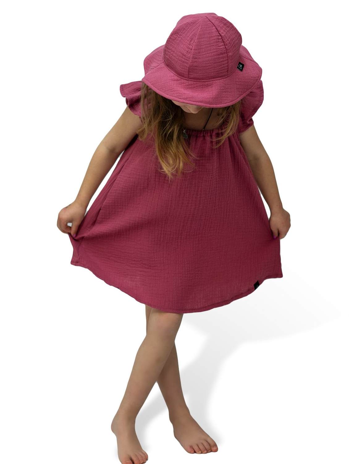 Mušelínové dívčí šaty Esito rubínové