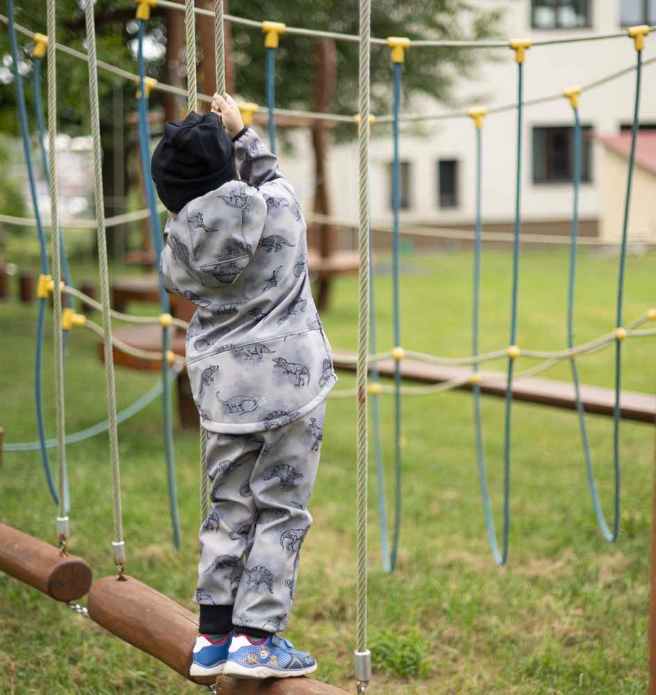 Dětská jarní/podzimní softshellová bunda Esito s fleecem šedá DINO