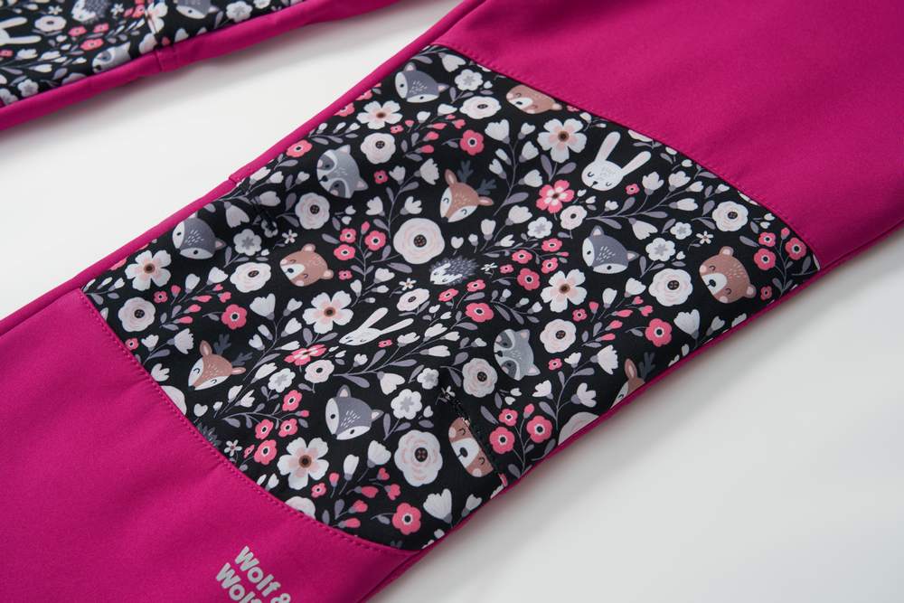 Dívčí softshellové kalhoty Wolf & Wolfie s fleecem B2591 tmavě růžové