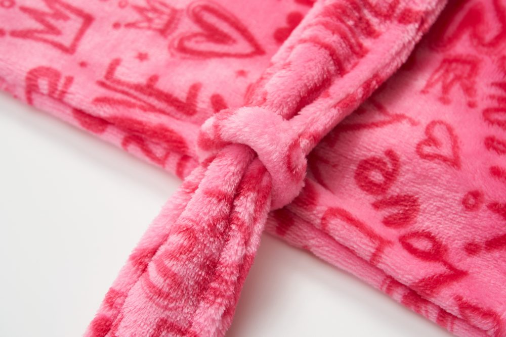 Dívčí župan Wolf & Wolfie Z2593 růžový nápisy LOVE