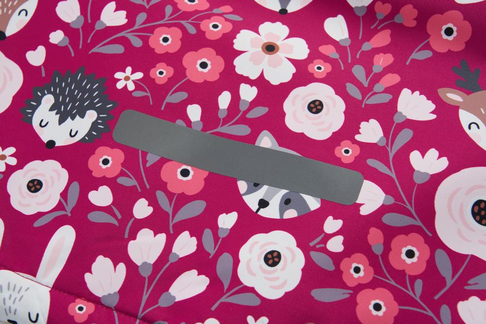 Dívčí zimní bunda Wolf & Wolfie B2567 tmavě růžová - lesní zvířatka