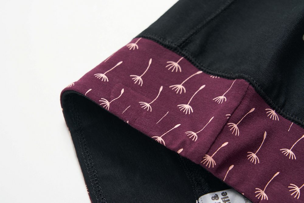 Dámské 3/4 legíny Wolf Wolf & Wolfie H2641A vel. M-XXXL černé / pas bordo + pampelišky