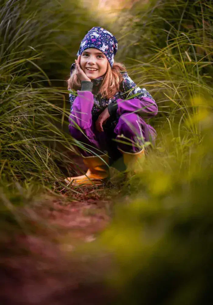 Dívčí softshellové kalhoty Unuo s fleecem - jednorožci