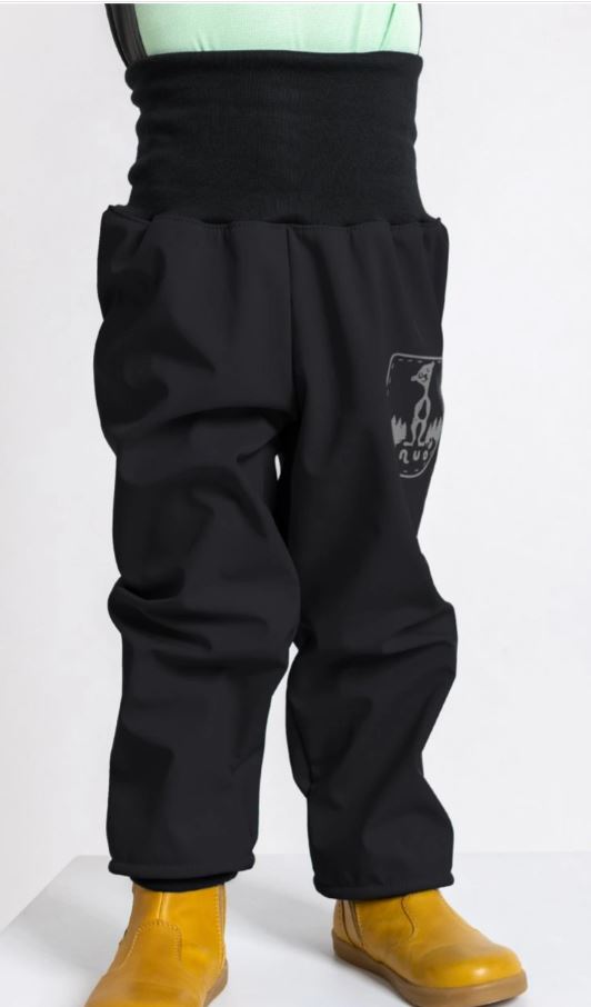 Dětské softshellové kalhoty Unuo s fleecem černé Evžen