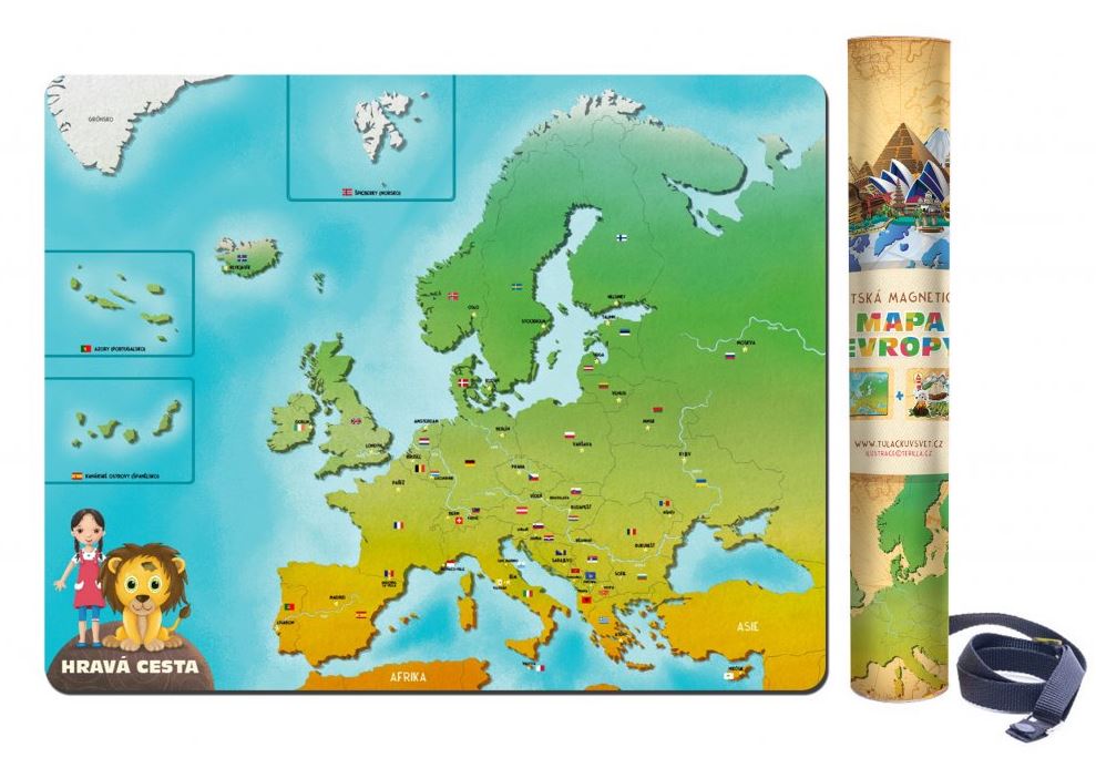 Magnetická mapa Evropy pro děti 44 x 56 cm