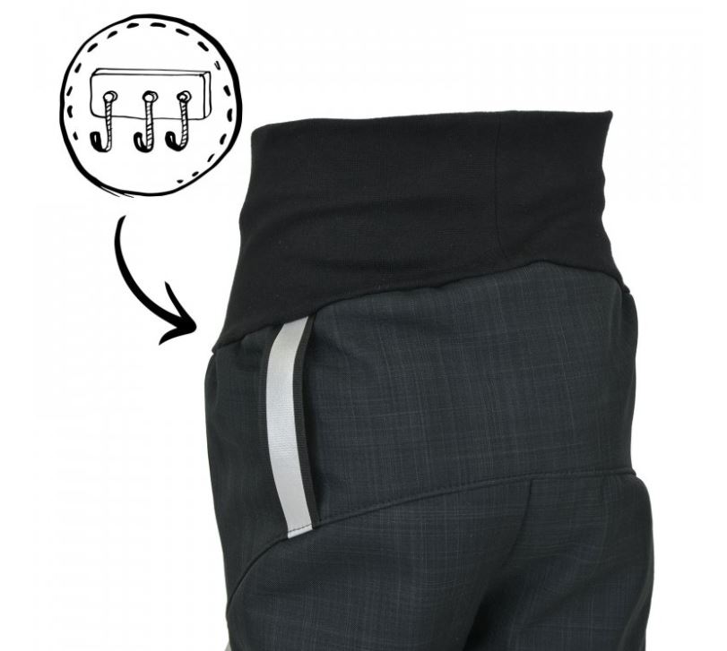 Dětské zimní kalhoty Unuo s umělým kožíškem (LIGHT) černé žíhané