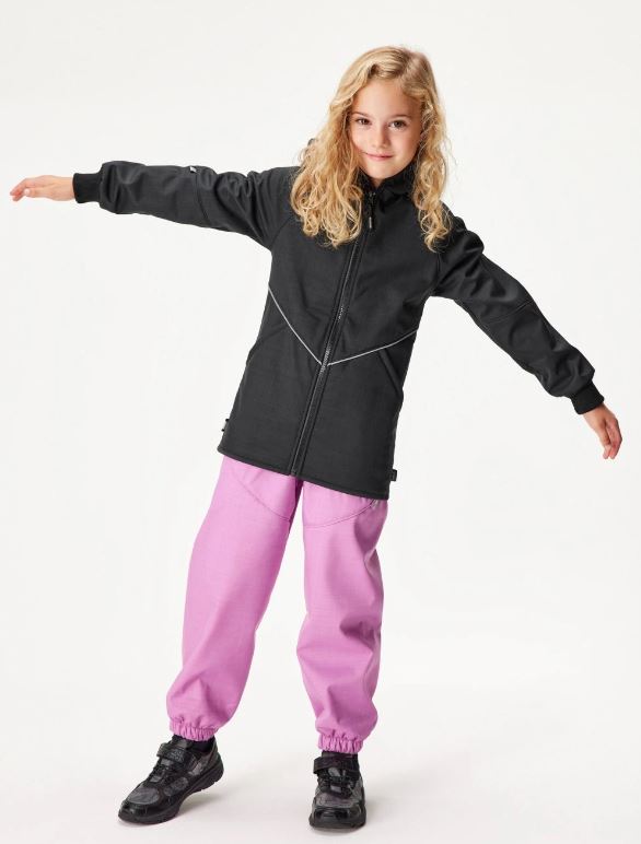 Dětská zimní softshellová bunda Unuo s umělým kožíškem černá