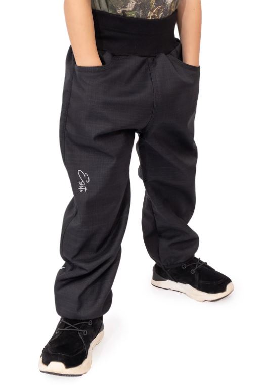 Dětské zimní softshellové kalhoty Esito s umělým kožíškem černé