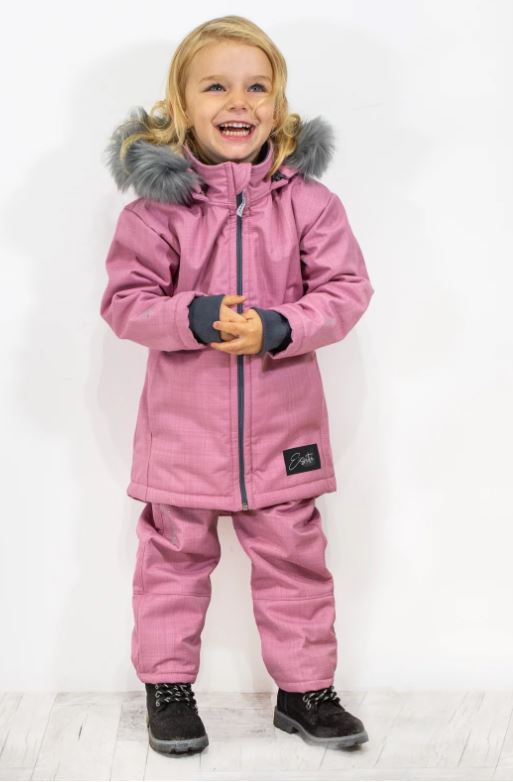 Dívčí zimní kabát Esito s umělým kožíškem růžový