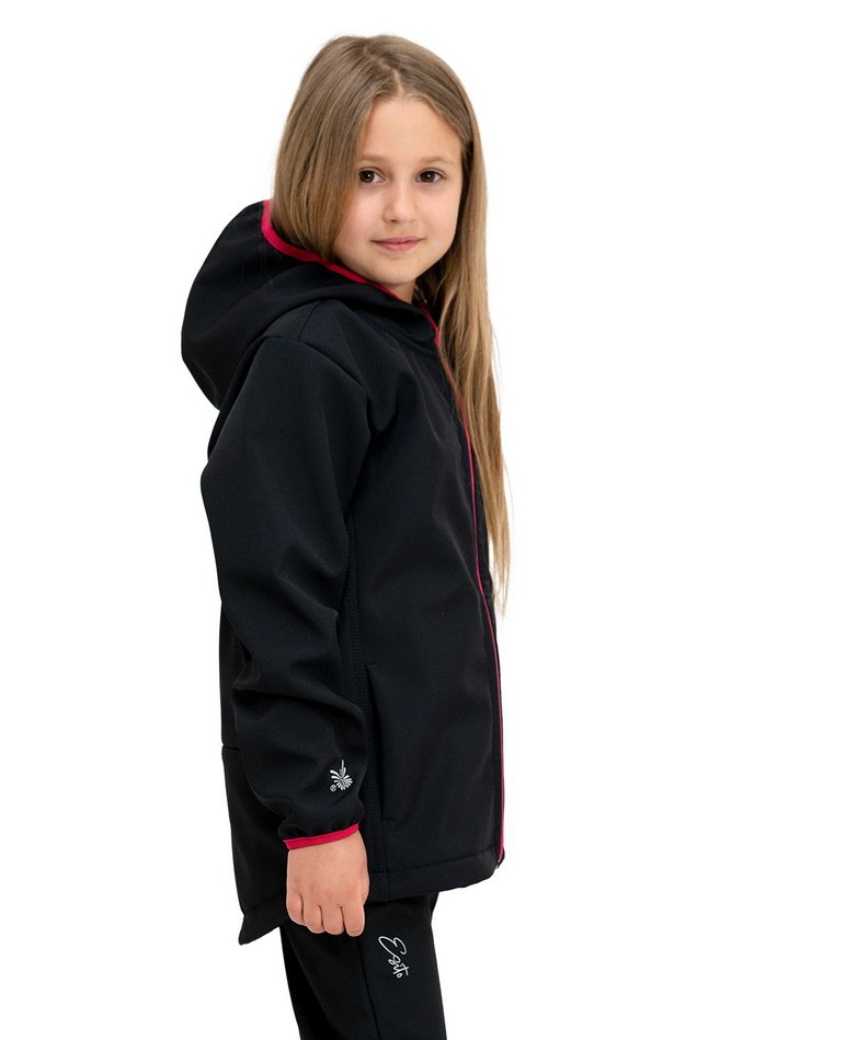 Dívčí jarní/podzimní softshellová bunda Esito s fleecem duo vel. 86-146 černá s tmavě růžovou