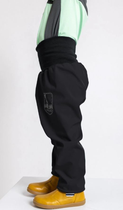 Dětské softshellové kalhoty Unuo s fleecem černé Evžen