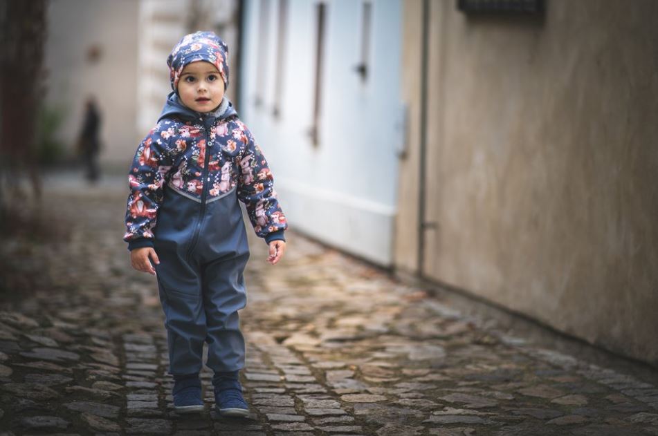 Dětská softshellová kombinéza Unuo vel. 86/92 šedá - lesní zvířátka
