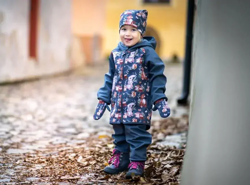 Dětská softshellová bunda s fleecem Unuo lesní zvířátka šedá
