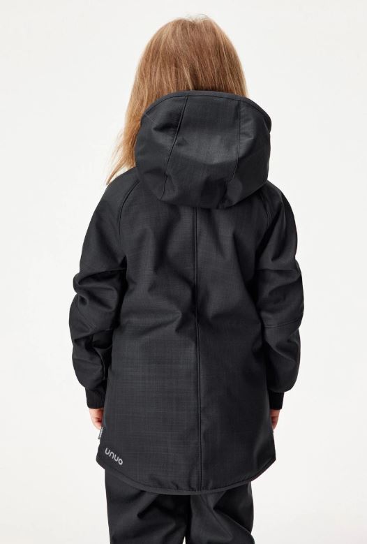 Dětská zimní softshellová bunda Unuo s umělým kožíškem černá