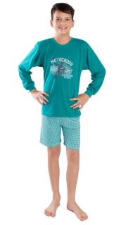 Chlapecké pyžamo Betty Mode triko dl. rukáv + kraťasy vel. 140-176 zelené