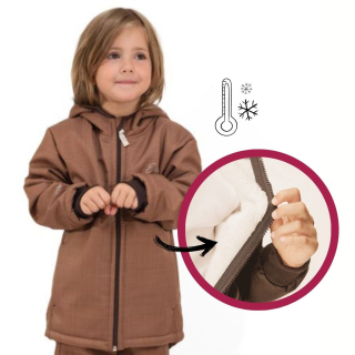 Dětská zimní softshellová bunda Esito s kožíškem vel. 86-146 hnědá