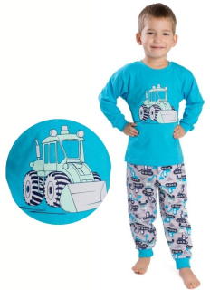 Chlapecké pyžamo Betty Mode vel. 86,122,128,134,140 bagr s radlicí tyrkys