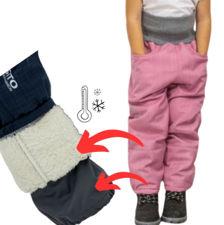 Dívčí zimní softshellové oteplovačky Esito s umělým kožíškem vel. 86-146 růžové