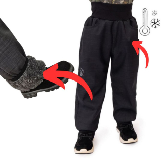 Dětské zimní softshellové kalhoty Esito s umělým kožíškem vel. 86-170 černé