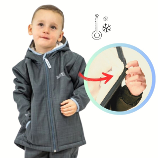Dětská zimní softshellová bunda Esito s kožíškem vel. 140,146 šedá