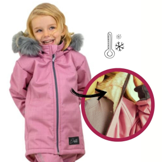 Dívčí zimní kabát Esito s umělým kožíškem vel. 86-146 růžový