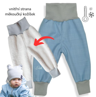 Dětské rostoucí zimní softshellové kalhoty Esito s umělým kožíškem vel. 74-86 modré