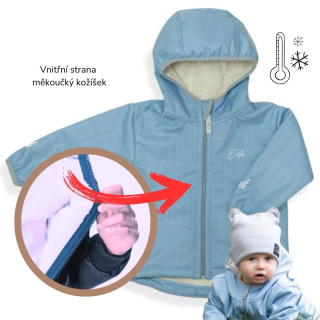 Dětská zimní softshellová bunda Esito s kožíškem vel. 74-86 světle modrá