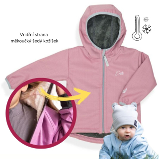 Dívčí zimní softshellová bunda Esito s kožíškem vel. 74-86 růžová