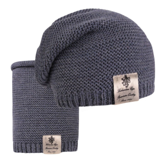 Pletená čepice a nákrčník Colors set Dráče vz. 19 jeans modrý