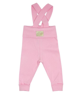 Rostoucí dívčí žebrované tepláčky Esito s kšandami vel. 56/62-92/98 růžové