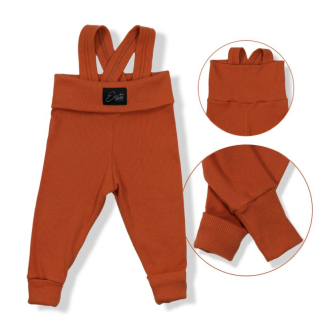 Rostoucí žebrované tepláčky Esito s kšandami vel. 56/62-92/98 pískové