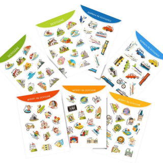 Doplňkový set samolepek k cestovnímu pasu: Dovolená + doprava + aktivity