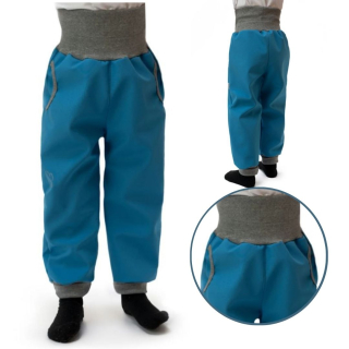 Chlapecké rostoucí softshellové kalhoty Sport Esito s fleecem vel. 92-146 tyrkysové