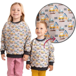 Dětská mikina Unuo vel. 86/92-122/128 šedá bagry