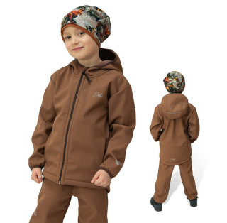 Dětská jarní/podzimní softshellová bunda Esito s fleecem duo vel. 80-146 hnědá