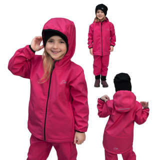 Dívčí jarní/podzimní softshellová bunda Esito s fleecem duo vel. 80-146 tmavě růžová
