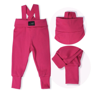 Rostoucí dívčí žebrované tepláčky Esito s kšandami vel. 56/62-92/98 tmavě růžové