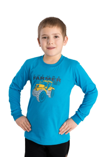 Chlapecké triko Betty mode vel. 92-128 traktor farmář tyrkysové