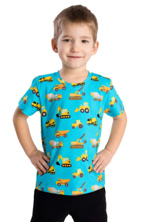 Chlapecké tričko Betty mode vel. 92-140 stavební stroje tyrkys