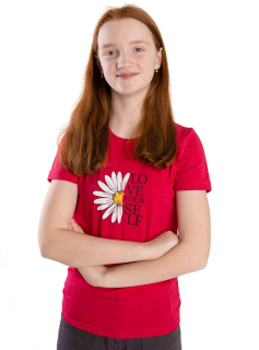 Dívčí tričko Betty mode vel. 140-170 červené s kopretinou