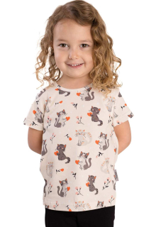 Dívčí tričko Betty mode vel. 92-128 smetanové s kočičkami