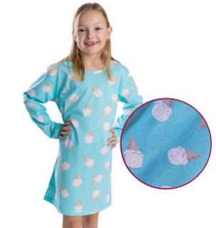 Dívčí noční košile Betty mode dlouhý rukáv vel. 110-146 sv. modrá zmrzliny