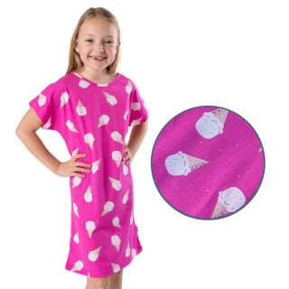 Dívčí noční košile Betty mode krátký rukáv vel. 104-146 růžová zmrzliny