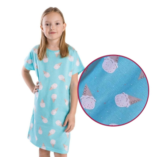 Dívčí noční košile Betty mode krátký rukáv vel. 104-146 světle modrá zmrzliny