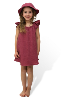 Mušelínové dívčí šaty Esito vel. 86/92-128/134 rubínové