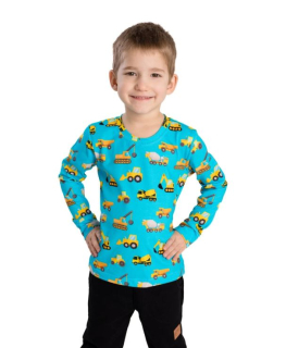 Chlapecké triko Betty mode stavební stroje vel. 92-128  tyrkysové