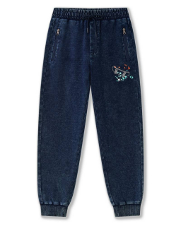 Sportovní kalhoty Wolf T2562B vel. 134-164 imitace rifloviny tmavě modré